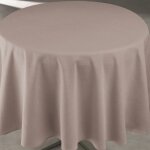 Nappe d�perlante anti - taches - effet lin pour table ronde taupe 160x160 cm