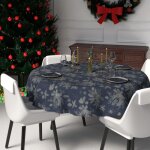 Nappe festive imprim�e anti - t�ches ronde diam�tre 180 cm houx par soleil docre
