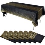 Nappe de f�te 8pi�ces noir or jetable pour table rectangle nappe anniversaire confettis points or137 ...