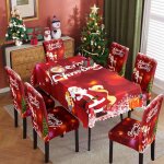 Nappe imprimée imperméable de noël vitata ensemble nappe et housse de chaise décorations de noël pour ... Nappe imprimée imperméable de noël vitata ensemble nappe et housse de chaise décorations de noël pour ...