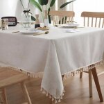 Nappe en lin - haute qualité - beige - lavable - rectangulaire - anti - taches Nappe en lin - haute qualité - beige - lavable - rectangulaire - anti - taches
