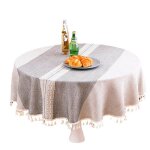 Nappe en lin ronde 140 cm nappe en coton lavable