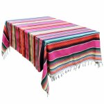 Nappe mexicaine  rayures et pompons 140 x 213 cm dcoration de mariage mexicaine grande nappe carre ...