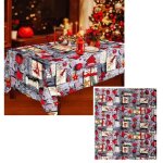 Nappe de nol - multicolore - 140x180 cm - rectangulaire - lavable - dcoration de table