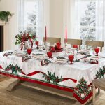 Nappe de no�l - polyester - rectangulaire - 90x140cm - rouge