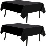 Nappe noire rectangulaire tissu polyester d�coratif lavable pour mariage f�te banquet 145x275 cm