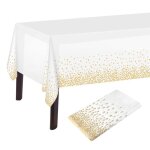 Nappe  pois blanche et dore nappe blanche et dore 137 x 274 cm nappe rectangulaire en plastique pour ...