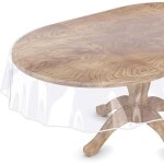 Nappe protection table ovale transparente vinyle imperm�able 152. 4x228. 6cm 4 - 6 chaises bord verrouillage ...