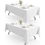 Nappe rectangulaire - lot de 2 nappe en tissu blanc lavable et r�utilisable en polyester pour salle � ...