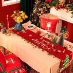 Nappe rectangulaire anti tache - nappe noel vert fonc 140x220 cm couverture de table tissu impermable ...