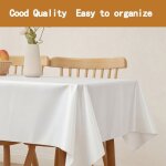 Nappe rectangulaire - blanc - 6 pi�ces - imperm�able - lavable - 137x274 cm