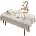 Nappe rectangulaire en coton et lin - lavable - anti - salissure - avec pompons - pour cuisine salle ...