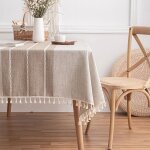 Nappe rectangulaire coton lin vintage decoration beige table cloth tablecloth rectangle 140x240 cm pour ...