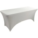 Nappe rectangulaire �lasthanne extensible lavable et infroissable table pliante mariage cocktail (blanc ...