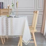 Nappe rectangulaire impermeable anti tache table cloth coton lin tablecloth rectangle 140x220 tassel ...
