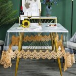 Nappe rectangulaire en plastique transparent en vinyle impermable en pvc nappe bord en dentelle brod ...