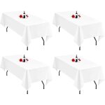 Nappe rectangulaire en polyester - zuuko - lot de 4 - 153x260 cm - blanc - r�sistant � la ride - lavable ...