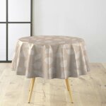 Nappe ronde �160 cm pvc imprim� ? finition biais ? feuillys blanc