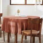 Nappe ronde 180x180 cm gaze de coton terracotta