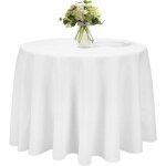 Nappe ronde 240cm blanche nappe mariage en polyester infroissable anti tache dcoration de table pour ...