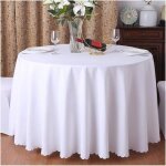 Nappe ronde 240cm tissu polyester nappe ronde mariage blanche nappe en tissu lavable pour mariage banquet ...