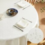 Nappe ronde anti - taches - zuuko - 140 cm de diam�tre - imperm�able - motif jacquard ondul� - beige ...