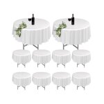 Nappe ronde blanches lot de 10 nappe lavable pour table de jardin 213 cm protection de table pour mariage ...
