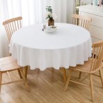 Nappe de table - amoune - ronde - coton et lin - blanc - diamètre 100 cm Nappe de table - amoune - ronde - coton et lin - blanc - diamètre 100 cm