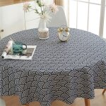 Nappe ronde en coton et lin de style minimaliste nordique imperméable anti - huile et anti - poussière ... Nappe ronde en coton et lin de style minimaliste nordique imperméable anti - huile et anti - poussière ...