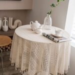 Nappe ronde crochete  la main vintage couverture en dentelle pour fte de mariage