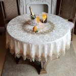 Nappe ronde en dentelle brodée antique pour décoration de commode de récolte cuisine de ferme maison ... Nappe ronde en dentelle brodée antique pour décoration de commode de récolte cuisine de ferme maison ...