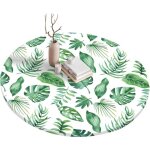 Nappe ronde - nappe ronde avec �lastique - nappe imperm�able de 55 pouces - joli motif de feuilles vertes ...