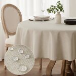 Nappe ronde imperm�able lavable 140 cm lin moderne pour jardin table ext�rieure no�l mariage