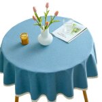 Nappe ronde lavable en lin et coton infroissable Nappe ronde lavable en lin et coton infroissable