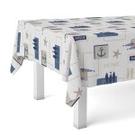 Nappe ronde martina home sea 140 cm ? toile cir�e bleu imperm�able r�sistante aux taches