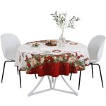 Nappe ronde de nol rsistante aux taches et lavable grande nappe dcorative dhiver pour nol fte buffet ...