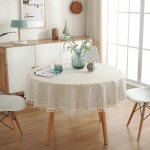 Nappe ronde - okumggyj - 150 cm - lin lavable - infroissable - anti - poussière Nappe ronde - okumggyj - 150 cm - lin lavable - infroissable - anti - poussière