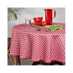 Nappe ronde petit vichy rouge �180 cm ? polyester antitache