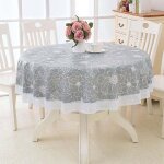 Nappe ronde en toile cir�e pvc - okz - motif floral et dentelle - anti - tache - imperm�able - diam�tre ...