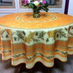 Nappe ronde - tournesol abeille jaune - anti tache et infroissable