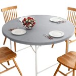 Nappe ronde en vinyle imperméable à bords élastiques ? pour intérieur et extérieur convient aux tables ... Nappe ronde en vinyle imperméable à bords élastiques ? pour intérieur et extérieur convient aux tables ...