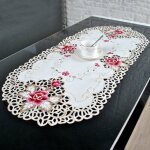 Nappe de table brod�e nappe en dentelle ovale blanche chemin de table floral brod� home decor 85x40cm ...
