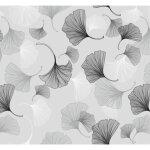 Nappe toile cir�e 140 x 150 cm ? gingko gris ? imperm�able et antitache ? nappe roul�e et sans plis