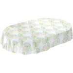 Nappe en toile cir�e - kal - nappe ovale toile cir�e lavable motif feuilles 140x180cm gris clair