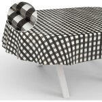 Nappe en toile cir�e lavable pour table de jardin ext�rieur int�rieur ovale bord coup� � carreaux noire137 ...