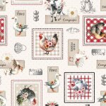 Nappe toile cirée au mètre - largeur 140 cm - jolie ferme - beige Nappe toile cirée au mètre - largeur 140 cm - jolie ferme - beige