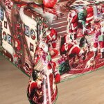 Nappe toile cir�e de no�l ?140 x 150 cm ? gretel rouge nappe no�l festive d�coration ? imperm�able rectangulai ...