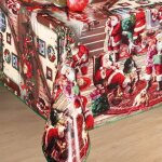 Nappe toile cire de nol ? ovale 140 x 240 cm ? gretel rouge nappe nol festive dcoration ? impermable ...