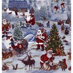 Nappe toile cire de nol ? ronde 140 cm ? traineau bleu nappe nol festive dcoration ? impermable ...