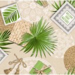 Nappe toile cir�e ronde 140 cm ? boh�me corde ? imperm�able et antitache ? nappe roul�e et sans plis